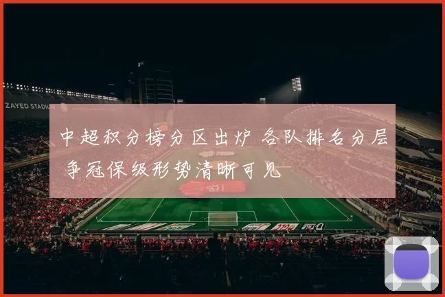 中超积分榜分区出炉 各队排名分层 争冠保级形势清晰可见